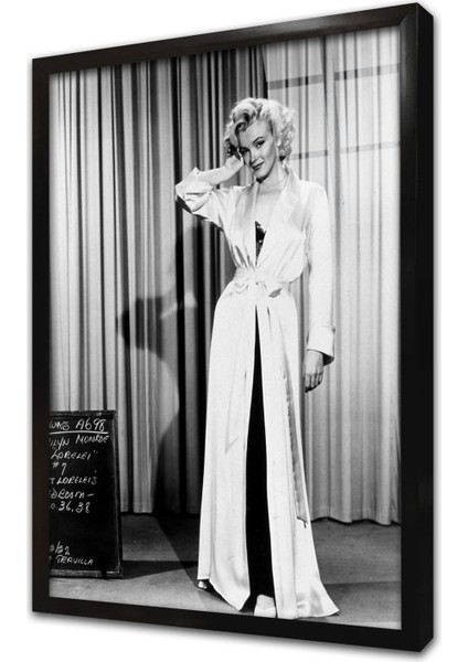 Siyah Beyaz Marilyn Monroe Çerçeveli Cam Tablo