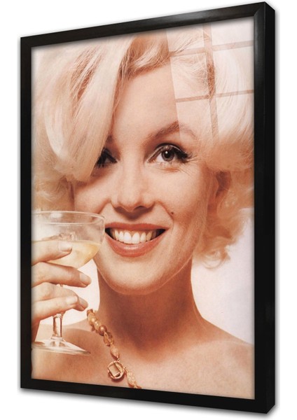 Marliyn Monroe Sarı Saçlarıyla Çerçeveli Cam Tablo