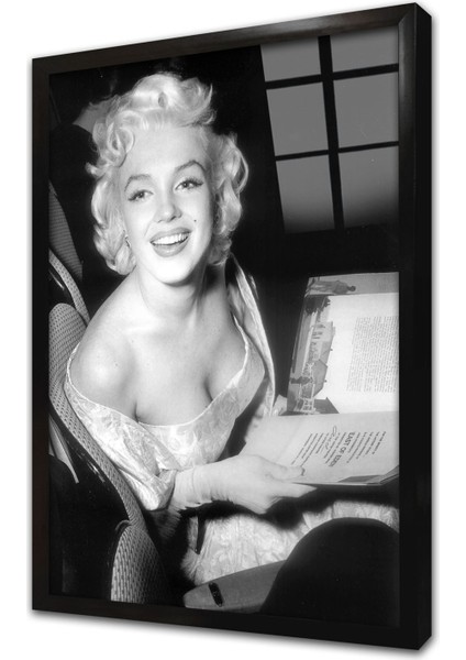 Siyah Beyaz Marilyn Monroe Çerçeveli Cam Tablo