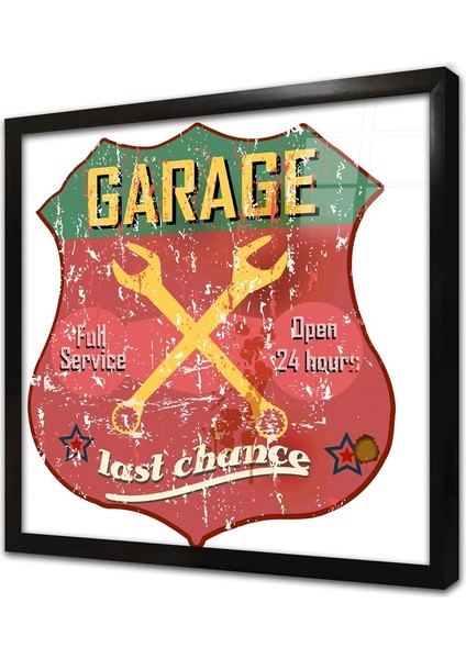 Vintage Retro Görsel Çerçeveli Cam Tablo