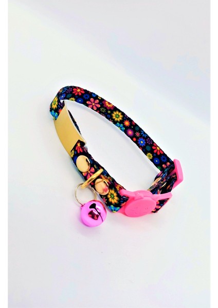 İsme Özel Güvenlik Kilitli Çiçekli Kedi Tasması 19-32 cm M fiyatları