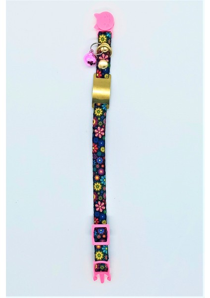 İsme Özel Güvenlik Kilitli Çiçekli Kedi Tasması 19-32 cm M modelleri