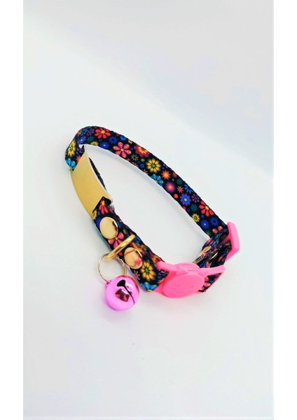 İsme Özel Güvenlik Kilitli Çiçekli Kedi Tasması 19-32 cm M fırsatları