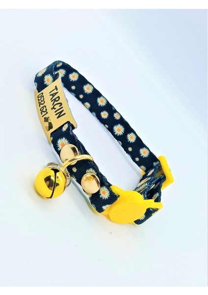 İsme Özel Güvenlik Kilitli Papatya Desenli Kedi Tasması 13-20 cm S fırsatları