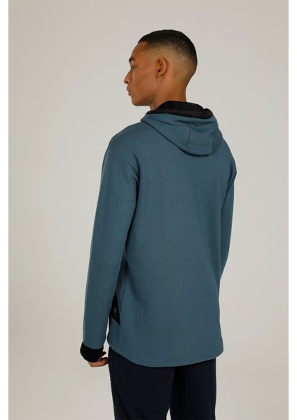 CT712 Aron Sleeve Detaıl Mavi Erkek Sweatshirt