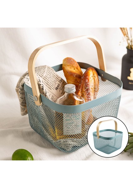 Çok Fonksiyonlu Depolama Sepeti Hafif Piknik Alışveriş Kabine Ev Ofis Dekor Için - Pus Mavi (Yurt Dışından) indirimleri
