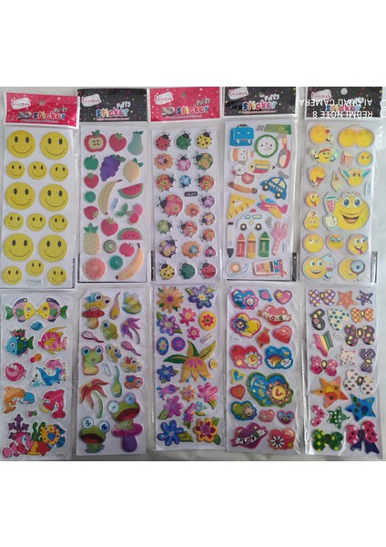 3D Sticker 10 Lu Karışık Set