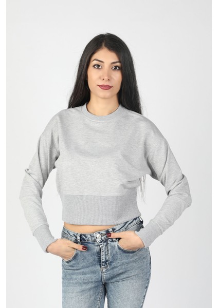 Düşük Kol Geniş Ribanalı 2 Iplik Sweatshirt Gri modelleri
