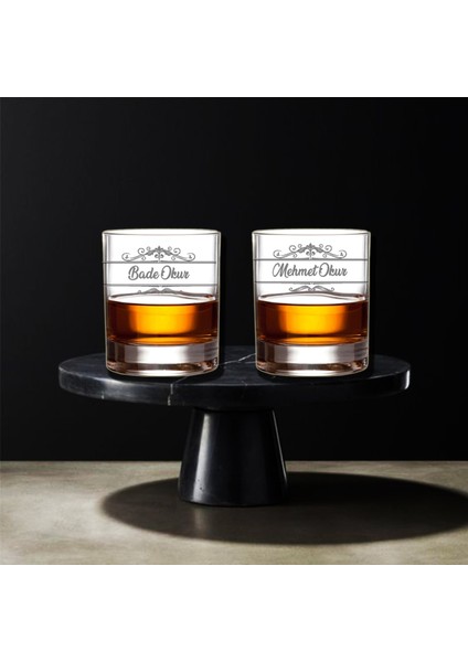 Lazer Kazıma Viski Kadehi 2 Adet Sevgililer Günü Hediyesi