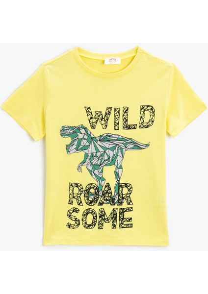 2Ykb16251Ok Bisiklet Yaka NormalKalıp Baskılı Sarı Erkek Çocuk T-Shirt
