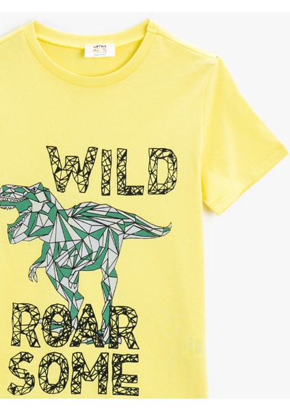 2Ykb16251Ok Bisiklet Yaka NormalKalıp Baskılı Sarı Erkek Çocuk T-Shirt modelleri