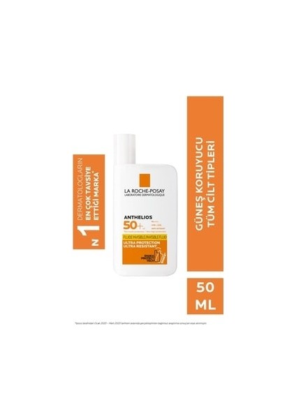 Anthelios Invisible Fluid Yüz Güneş Kremi Normal/Karma Ciltler Spf50+ Yuksek Koruma 50 Ml 30162662