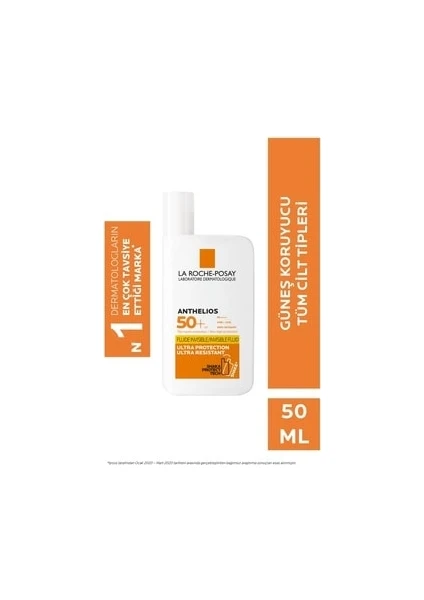 La Roche-Posay Anthelios Invisible Fluid Yüz Güneş Kremi Normal/Karma Ciltler Spf50+ Yuksek Koruma 50 Ml 30162662