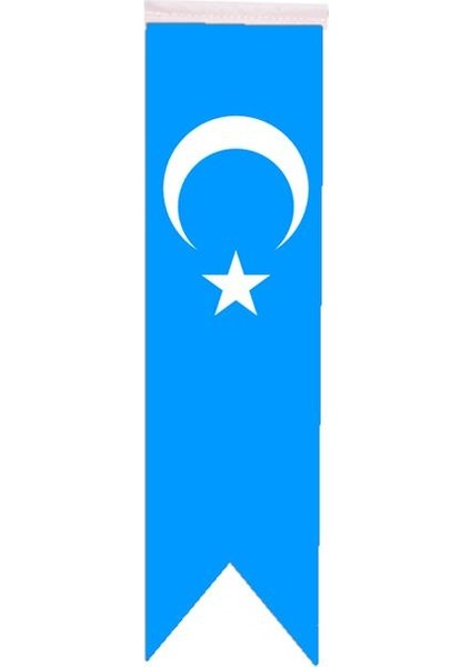 Masa Üstü Kırlangıç Doğu Türkistan Bayrağı - 8 x 30 cm Çift Taraflı Saten Kumaş