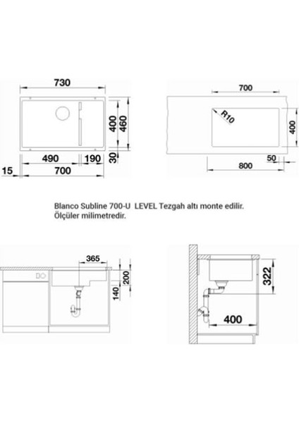 Sublıne 700-U Level Eviye (Siyah)