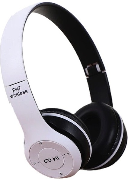 P47 Kablosuz Bluetooth Kafa Üstü Kulaklık Beyaz (Yurt Dışından)