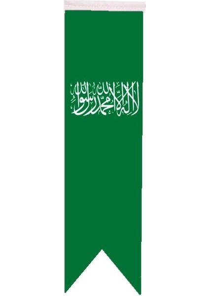 Masaüstü Kırlangıç Yeşil Kelimei Tevhid Bayrağı - 8X30CM Çift Taraflı Saten Kumaş