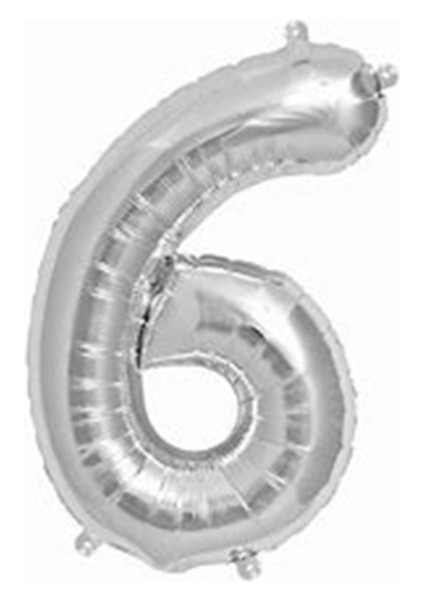 Gümüş Renk 6 Rakam Folyo Balon 16 Inç 40 cm