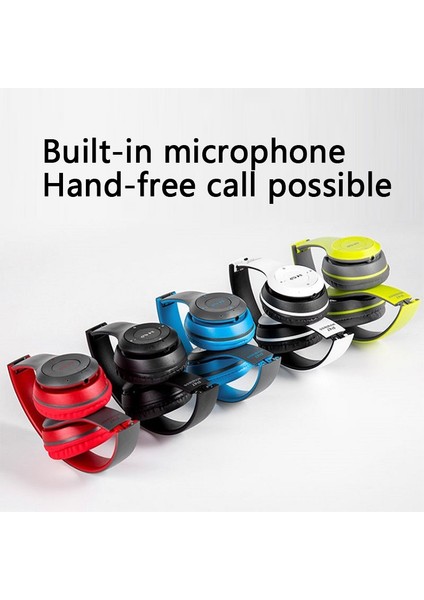 P47 Kablosuz Bluetooth Kafa Üstü Kulaklık Mavi (Yurt Dışından)