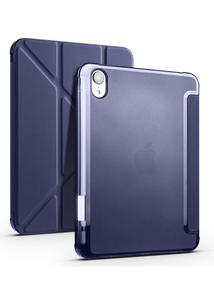 Apple iPad Mini 6. Nesil 2021 Uyumlu Kılıf Kalem Bölmeli Akıllı Kapak Standlı Kılıf Smart Cover