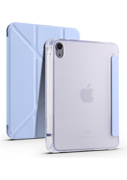 Apple iPad Mini 6. Nesil 2021 Uyumlu Kılıf Kalem Bölmeli Akıllı Kapak Standlı Kılıf Smart Cover