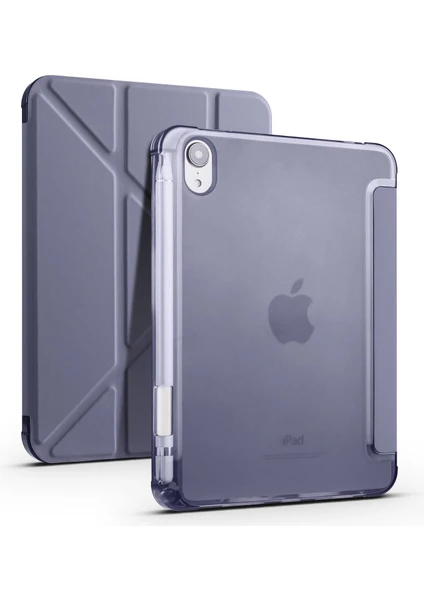 Apple iPad Mini 6. Nesil 2021 Uyumlu Kılıf Kalem Bölmeli Akıllı Kapak Standlı Kılıf Smart Cover