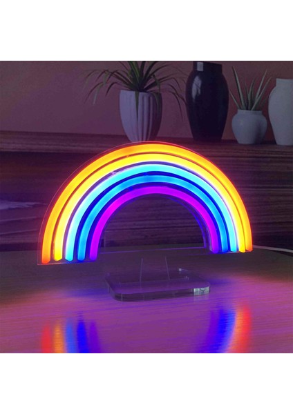 Gök Kuşağı Neon LED Dekoratif Masa ve Gece Lambası