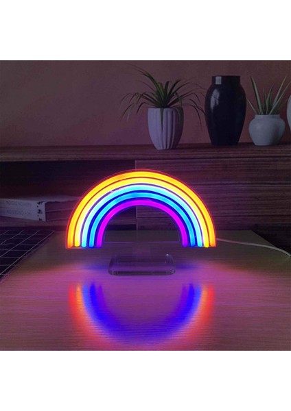 Gök Kuşağı Neon LED Dekoratif Masa ve Gece Lambası