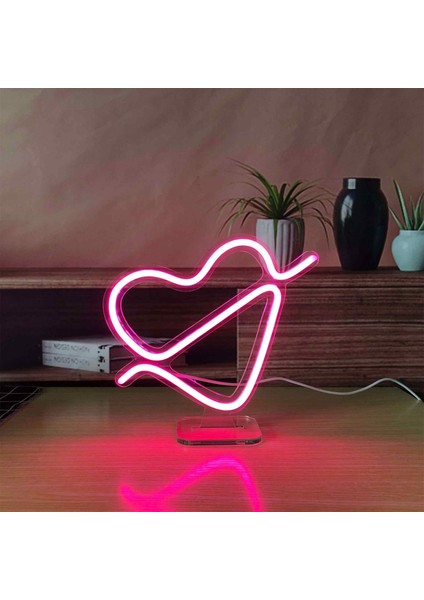 Kalp ve Ok LED Dekoratif Masa ve Gece Lambası