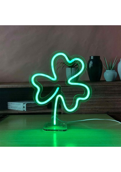 Yonca Yaprağı LED Dekoratif Masa ve Gece Lambası