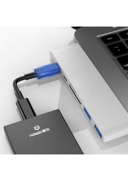 Polham Typc-E USB 3.0 Type-C Şarj USB Kart Reader Çoğaltıcı Hub 6in1 Sd Kart Okuyucu USB Çoğaltıcı