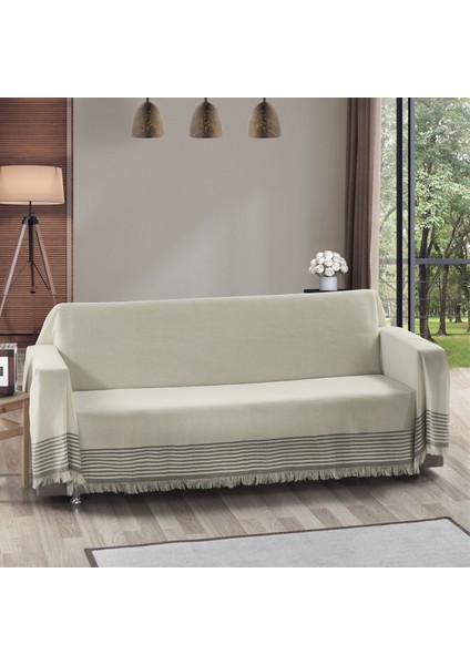 Royal Kolları Örten Büyük Boy 180 X 300 Çekyat Koltuk Kanepe Örtüsü - Krem