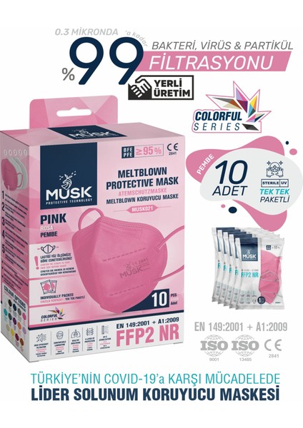 FFP2/N95 Maske Pembe Renk 20 Adet