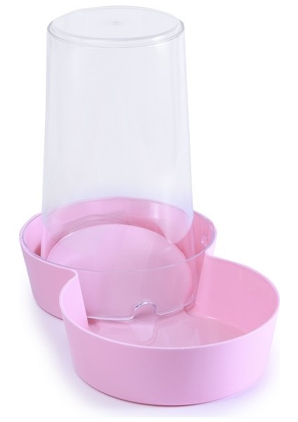 Hazneli Plastik Kedi-Köpek Mama ve Su Kabı 1,5 Lt Yuvarlak Açık Pembe