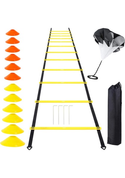 Çeviklik Hızı Eğitim Merdiveni 12 Dik Ayak Fitness Direnci Paraşüt (Yurt Dışından)
