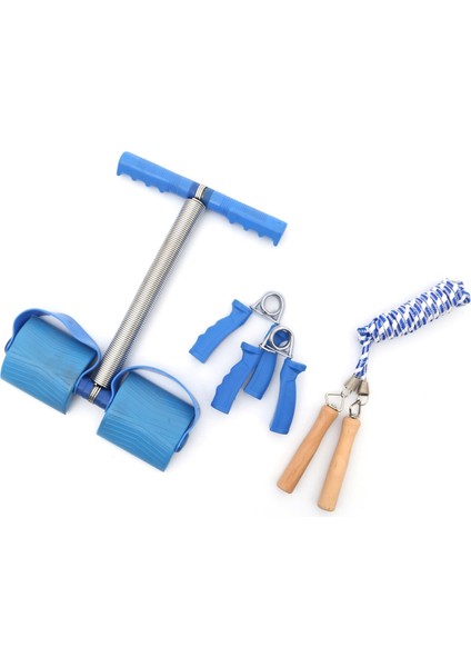 Fitness 4'lü Set Body Trimmer Mekik ve Pilates Aleti Halat Atlama Ipi ve El Bilek Kas Güçlendirme Aleti