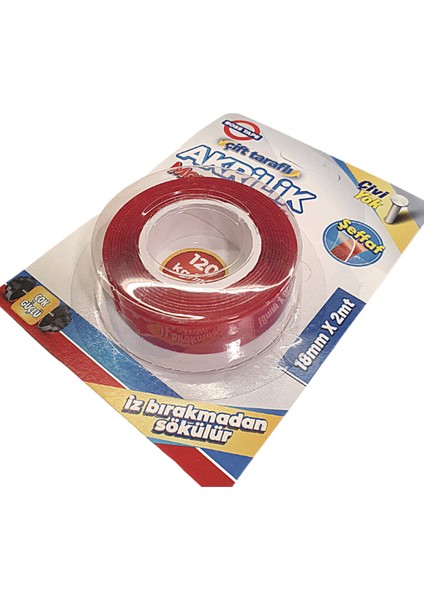 Çift Taraflı Akrilik Montaj Bandı Şeffaf 18 mm x 2 M fiyatları