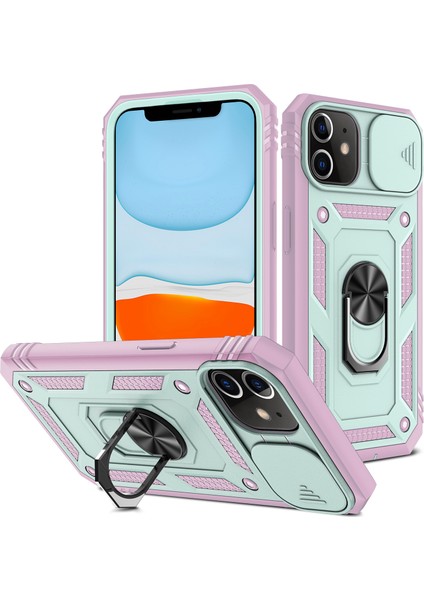 Apple iPhone 11 Için Kart Yuvalı Halkalı Telefon Koruyucu Kılıf (Yurt Dışından)