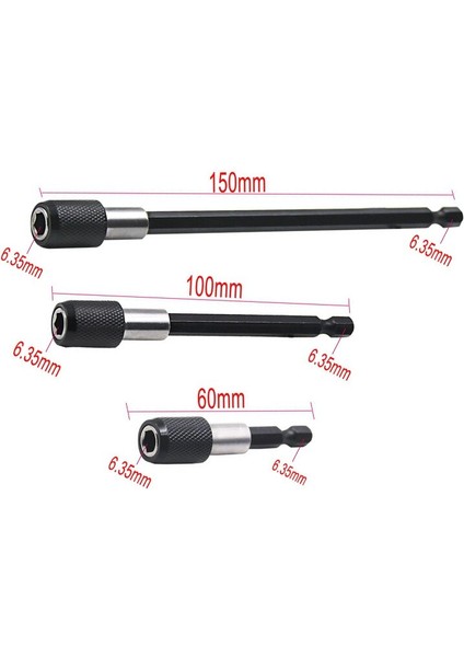3 Adet Set 1/4 Inç 6.35MM 60-150MM Hex Shank Ma Elektrikli Matkap Manyetik Tornavida Bit Tutucu Değışım Şaft Aracı (Yurt Dışından)