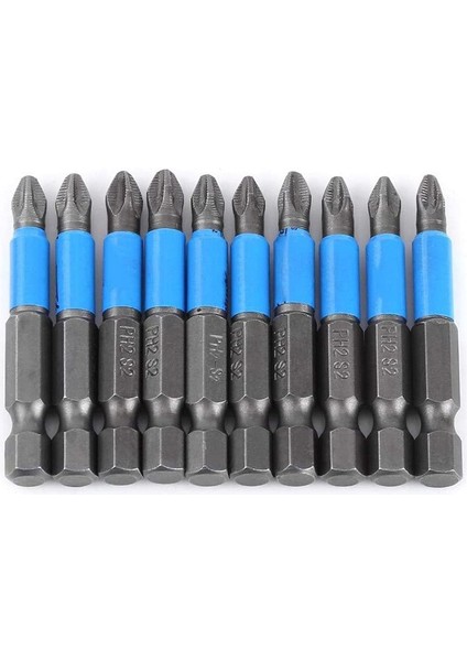 10 Adet 50MM Ph2 Çapraz Bit Matkap Kafası Tornavida Uçları El Aletleri Kaymaz Elektrikli Altıgen Şaft Manyetik Tornavida Matkap Ucu (Yurt Dışından)