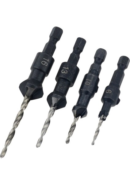 4 Adet 3/3.5/4/4.5mm Hex Değışım Şaft Havşa Konik Konik Matkap Uçları Koni Raybalama Matkap Ucu Seti Ahşap Ağaç Işleme Araçları (Yurt Dışından)