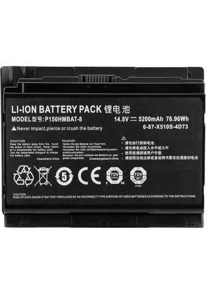 Clevo For Sager NP8130 Notebook Bataryası Pili