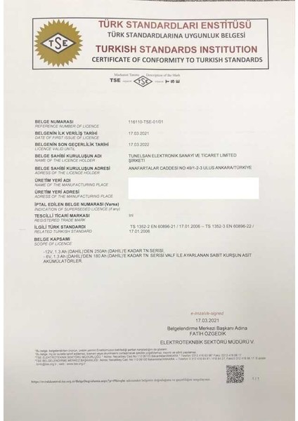 12V 3.4AH Kuru Tip Akü Tse ve Ce Belgeli