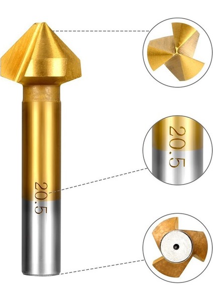 6.3-20.5mm 6 Adet Titanyum Yuvarlak Şaft 3 Flüt 90 Derece Hss Pah Pah Kırma Kesici End Mill Aracı Havşa Matkap Ucu Seti (Yurt Dışından)