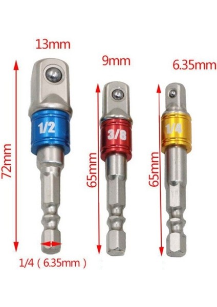 Krom Vanadyum Çelik Soket Adaptörü Hex Shank - 1/4 "3/8" 1/2" Uzatma Matkap Uçları Sürücü Elektrikli Delme Kafaları (Yurt Dışından)