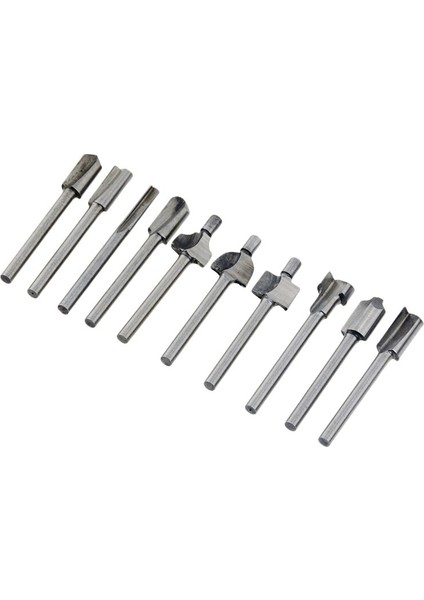 10 Adet 1/8 "3mm Shank Mini Hss Freze Uçları Dremel Foredom Döner Araç Seti Uyar Ağaç Işleme Bıçağı Kenar Onarım Marangoz Matkap Ucu (Yurt Dışından)