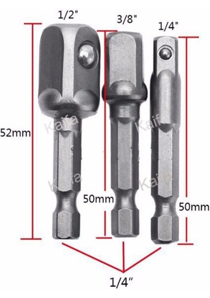 3 Adet/grup 50MM Krom Vanadyum Çelik Soket Adaptörü Hex Shank 1/4 "3/8" 1/2" Uzatma Matkap Uçları Bar Altıgen Uç Seti Elektrikli El Aletleri (Yurt Dışından)