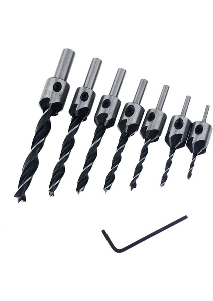 7 Adet 5 Flüt Hss Havşa Başlı Matkap Ucu Hss Matkap Uçları Oyucu Seti Ağaç Işleme Vidası Pah 3-10MM Anahtarı Ahşap Delme (Yurt Dışından)