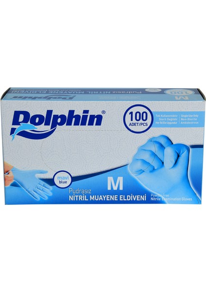 Mavi Nitril Eldiven Pudrasız (M) 100'LÜ Medium