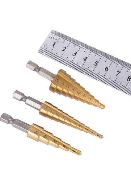 3-12MM 4-12MM 4-20MM Hss Düz Yiv Adım Matkap Ucu Seti Titanyum Kaplamalı Ahşap Metal Delik Kesici Çekirdek Matkap Ucu Seti (Yurt Dışından) fırsatları